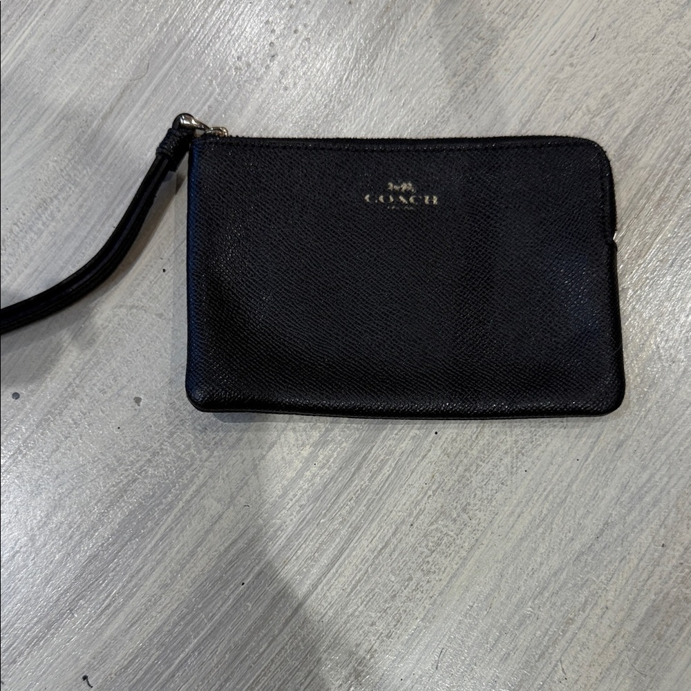 Coach Midnight Black Textured Wristlet